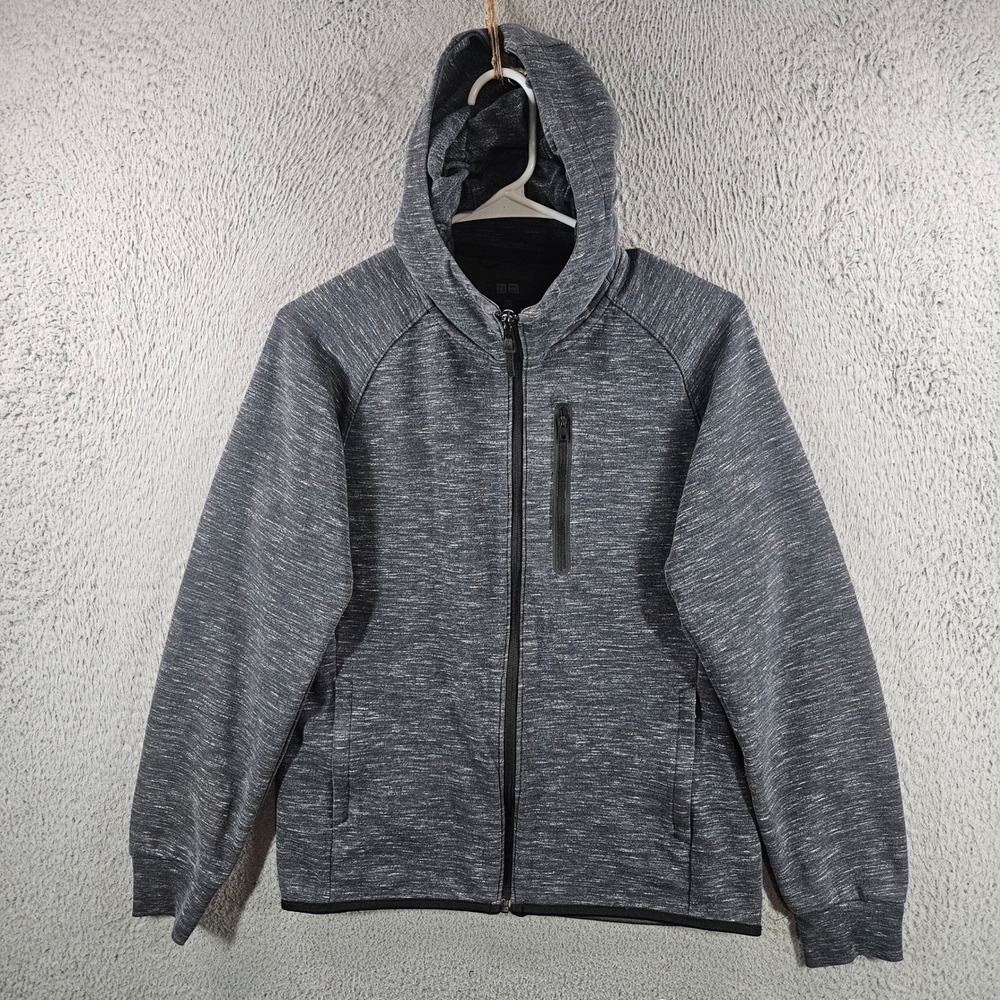 Uniqlo Dry Stretch Full Zip Hoodie Gray Marl Sweatshirt Womens S